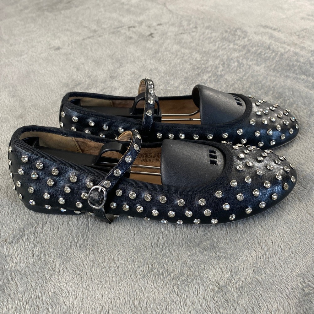 House of Harlow 1960 Mary Jane‎ Womens 8.5 Black Flashy Rhinestone Studded Flats